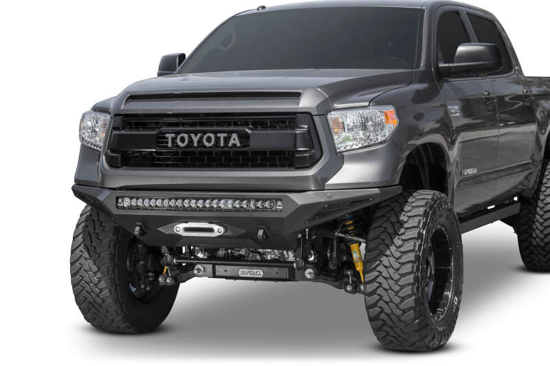 Toyota Tundra Bumper - Front - Addictive Desert Designs - Stealth Fighter w/ Winch Mount & Sensors - Hammer Black, Satin Black - `14-`27
